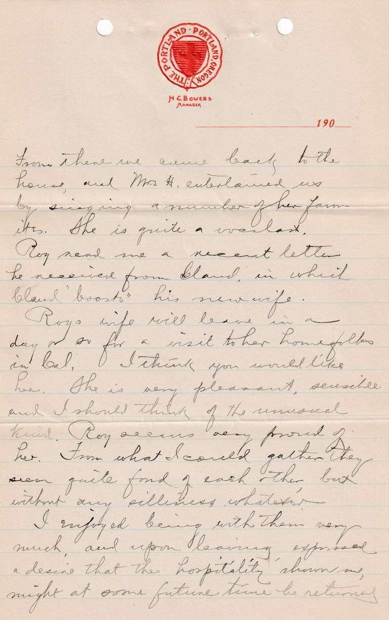 1909.2.7 Letter from Portland, Oregon – Sunday Visit, Exposition Grounds, and Concern Over Lack of Letters - Image 2