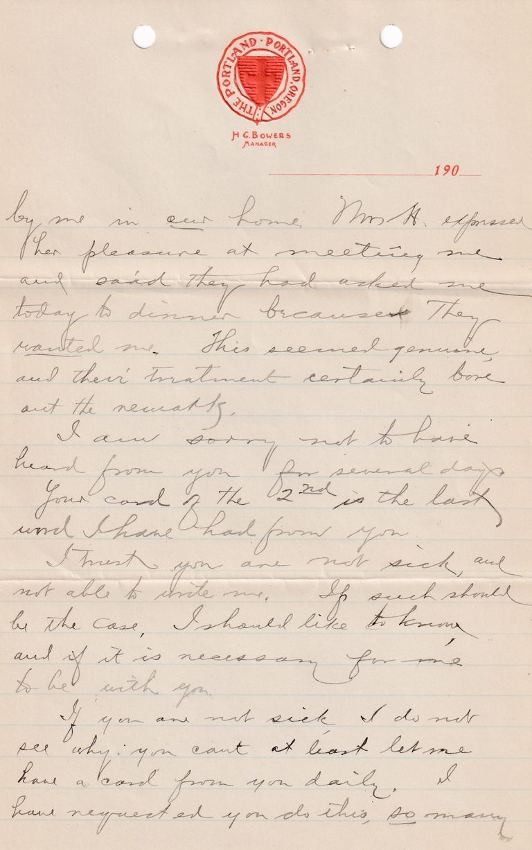 1909.2.7 Letter from Portland, Oregon – Sunday Visit, Exposition Grounds, and Concern Over Lack of Letters - Image 3
