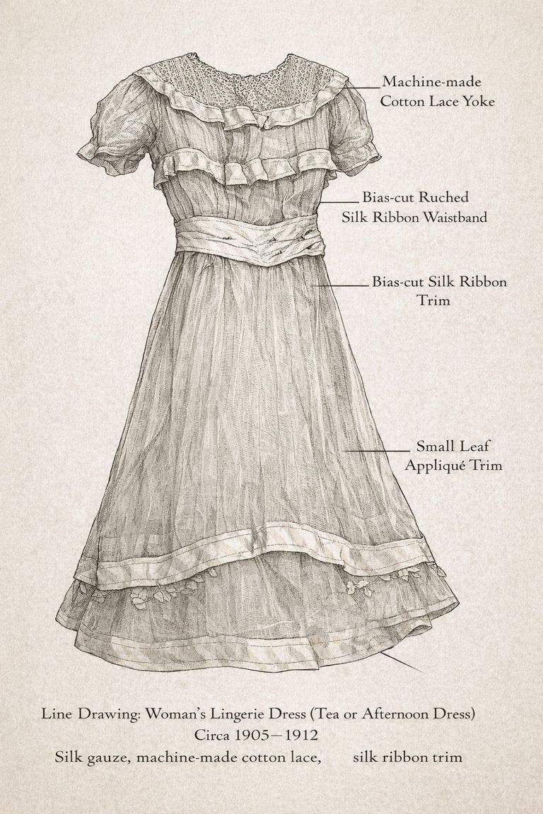 Edwardian Sheer Silk Lingerie Dress - Image 7