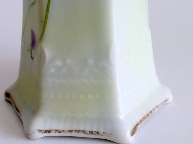 Hand-Painted Nippon Porcelain Hat Pin Holder with Violet Decoration - Image 3