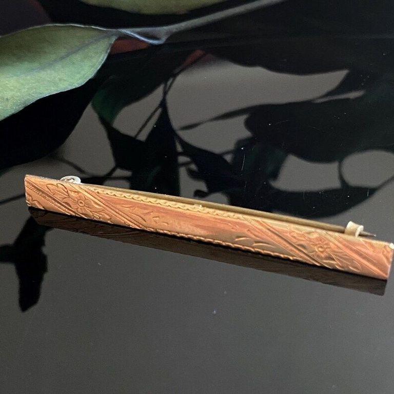 Engraved Gold-Filled Bar Brooch