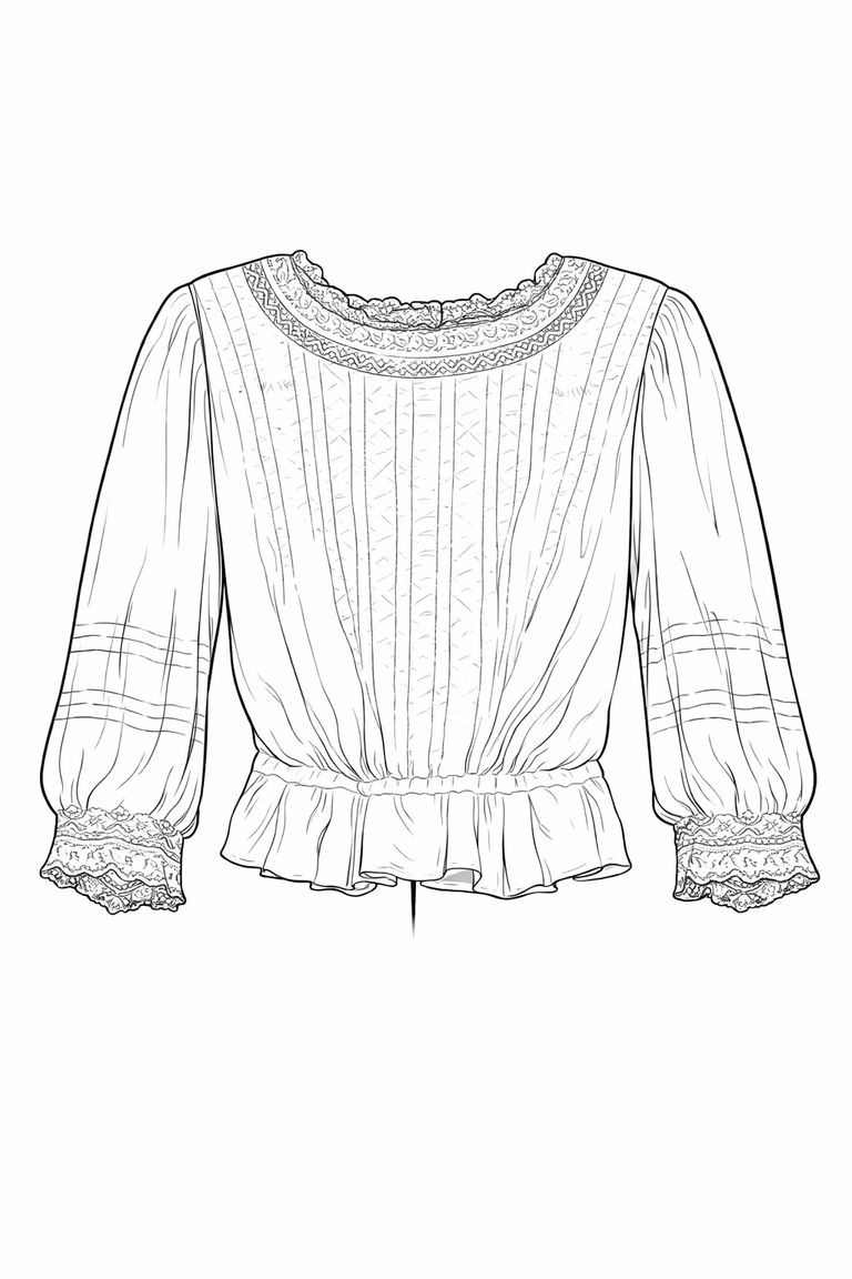 Lingerie Blouse (White Lawn Blouse with Lace Trim) - Image 3