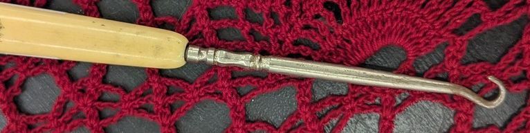Monogrammed French Celluloid-Handled Steel Button Hook (M monogram set 1 of 3) - Image 2
