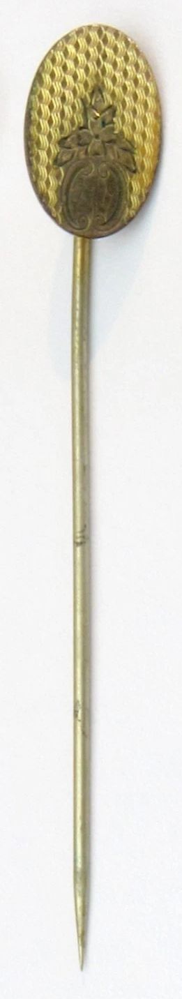 Embossed Gilt Brass Floral Hat Pin