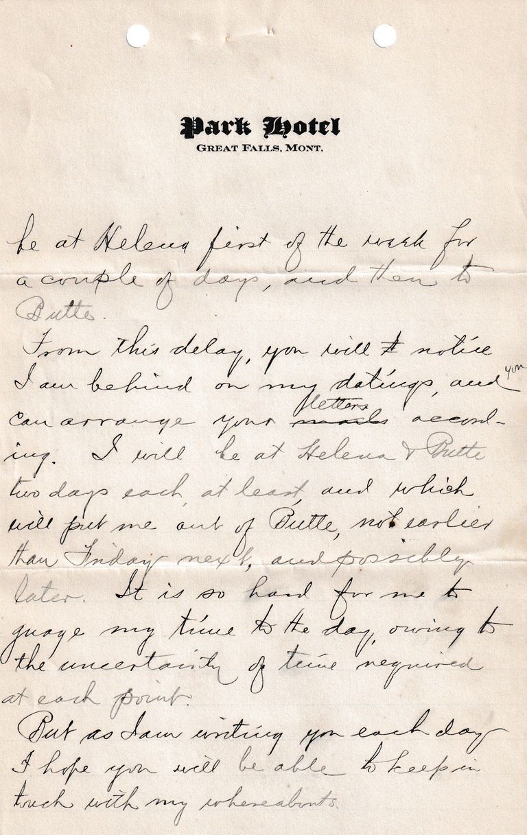 1908.3.28 - Park Hotel, Great Falls, Montana - Image 3