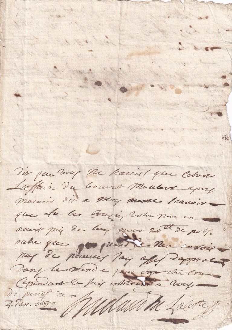 Personal Financial Correspondence Letter — France, 3 December 1689 - Image 2