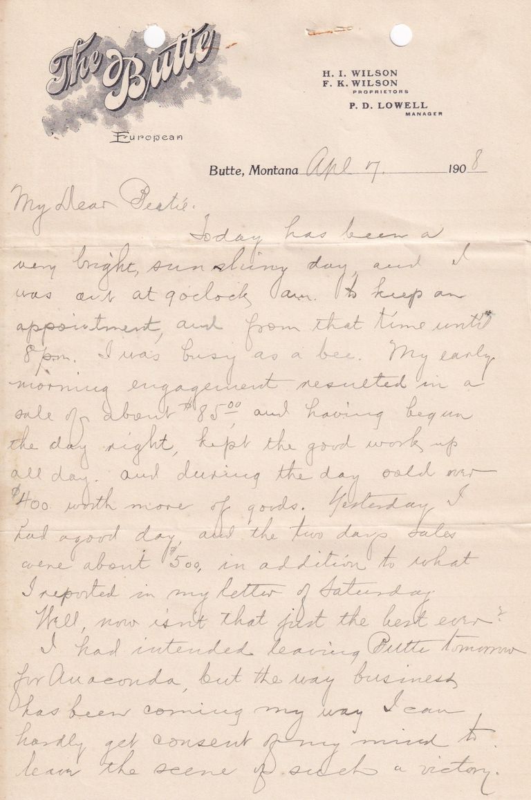 1908.4.7 - The Butte Hotel, Butte, Montana