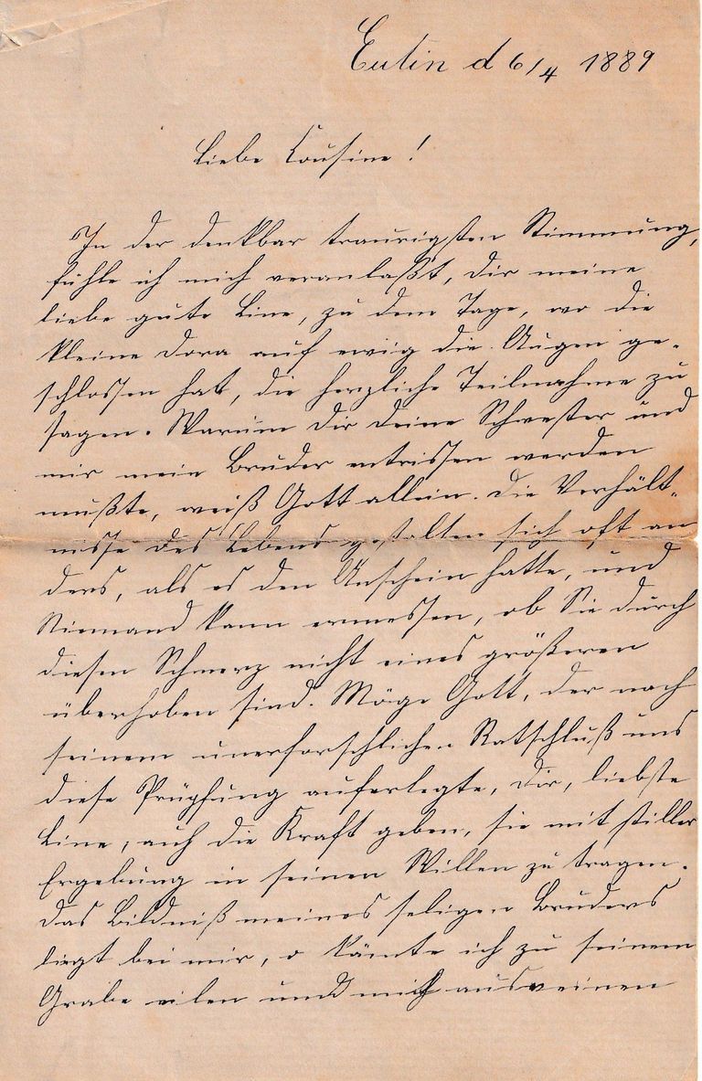 Family Letter from Dorothea Schau in Eutin, Germany