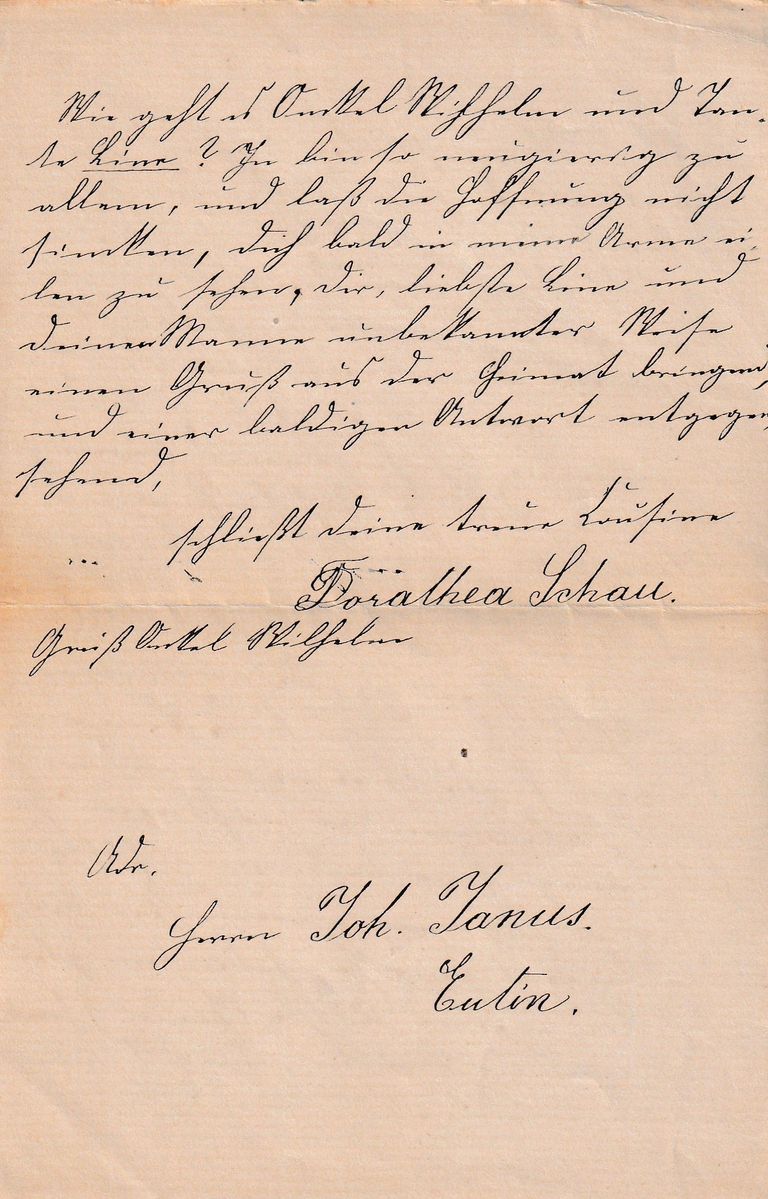 Family Letter from Dorothea Schau in Eutin, Germany - Image 3