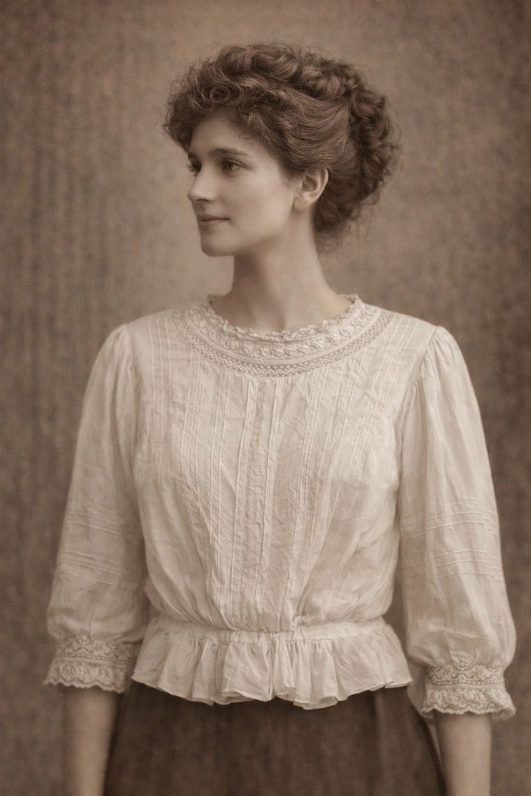 Lingerie Blouse (White Lawn Blouse with Lace Trim) - Image 4