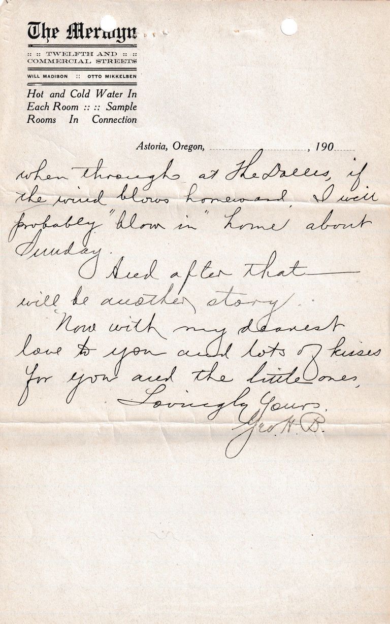1909.2.15 Letter from The Melwyn Hotel, Astoria, Oregon – Business & Personal Correspondence - Image 8