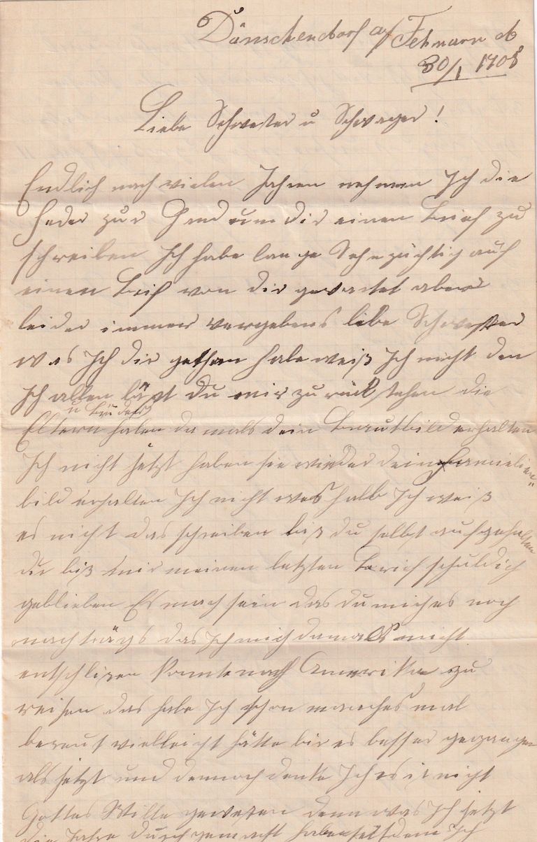 Letter from Dänischenhagen to Family Members Concerning Finances and Family News