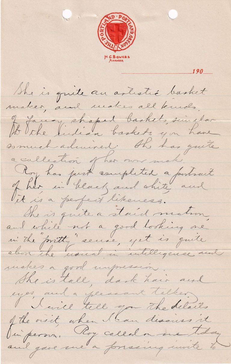 1909.2.6 Letter from Portland, Oregon – Theater Visit & Social Evening with Roy Hayward - Image 2