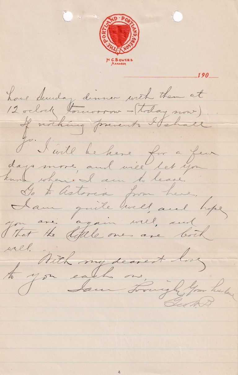 1909.2.6 Letter from Portland, Oregon – Theater Visit & Social Evening with Roy Hayward - Image 3