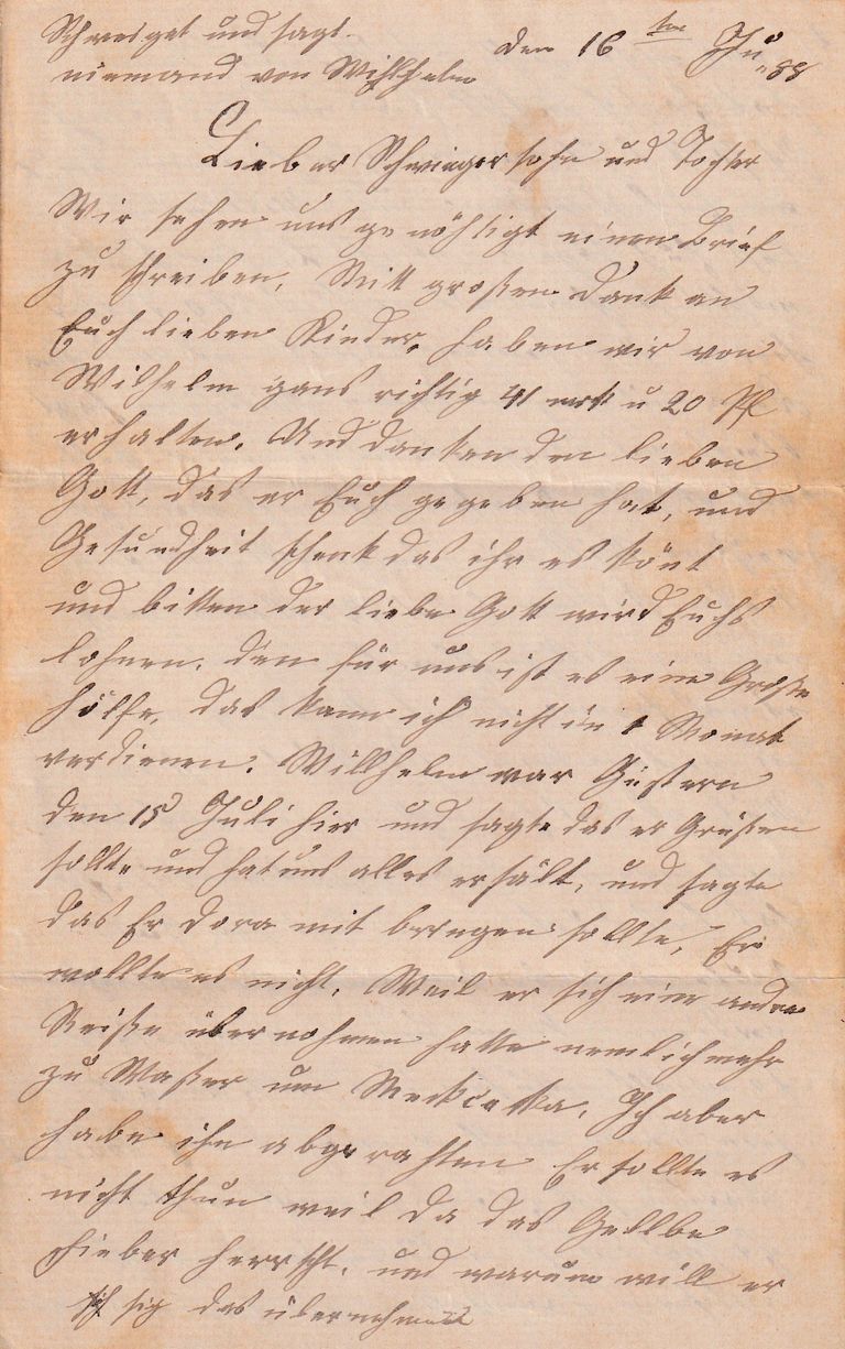 Letter Concerning the Care and Education of the Children Wilhelm and Dora