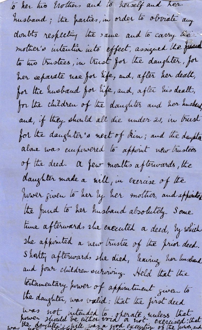 Manuscript Legal Case Notes on Trusts and Powers of Appointment - Image 2