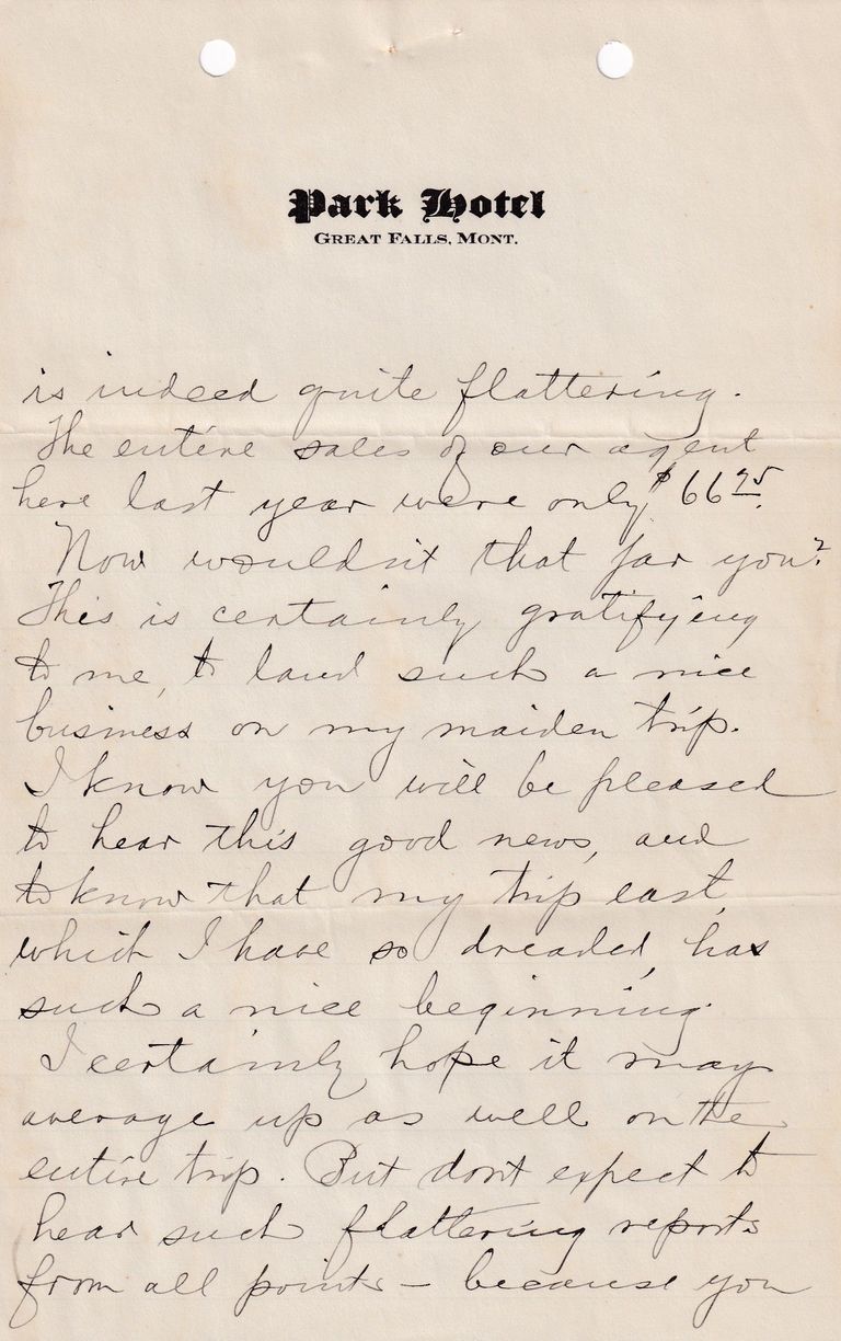 1908.3.28 - Park Hotel, Great Falls, Montana - Image 2