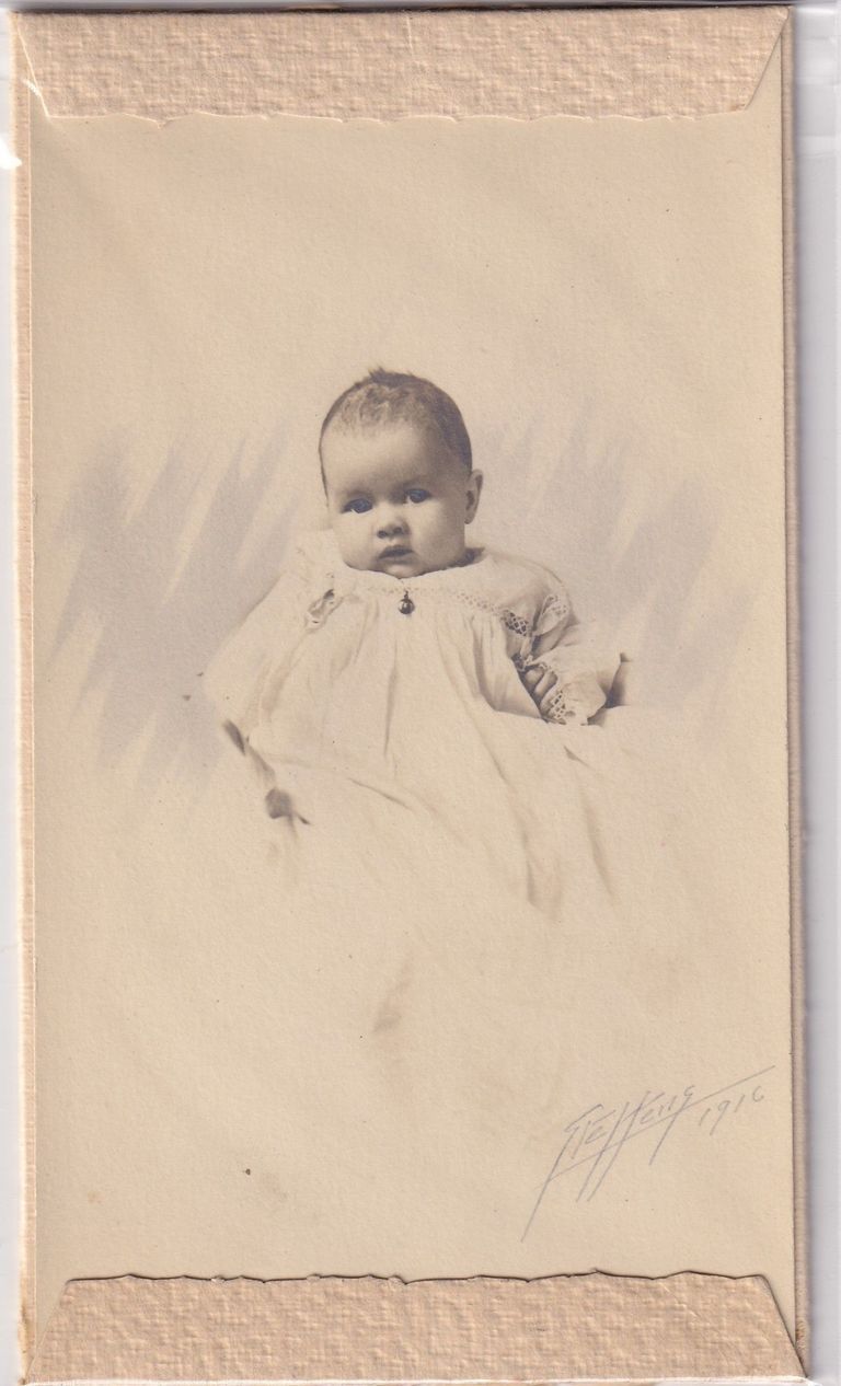 Infant in Christening Gown — Studio Portrait (Dated 1916)
