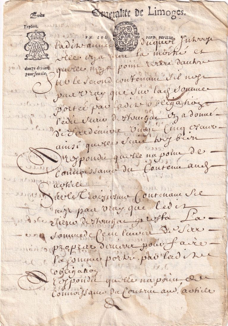 Royal Court Summons — Sénéchaussée de Limoges
