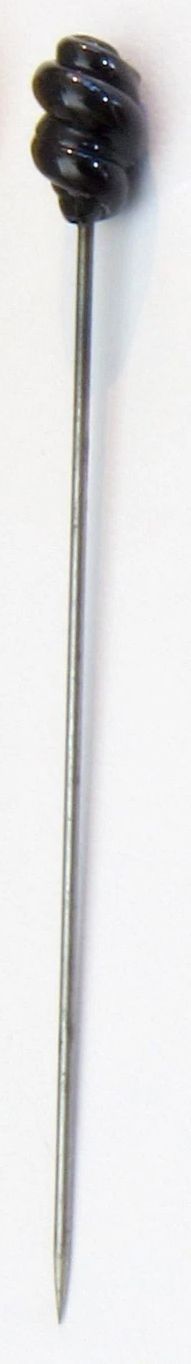 Black Twisted Glass Hat Pin