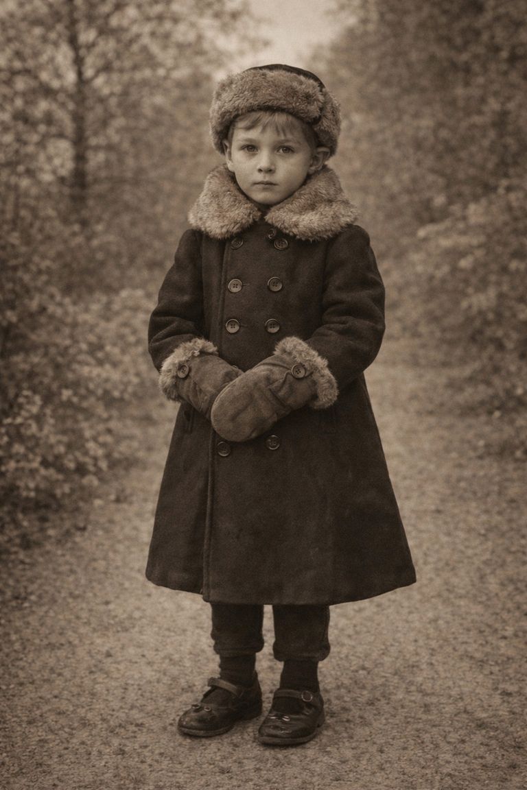 Victorian Child’s Fur-Lined Winter Mittens with Button Closure - Image 2