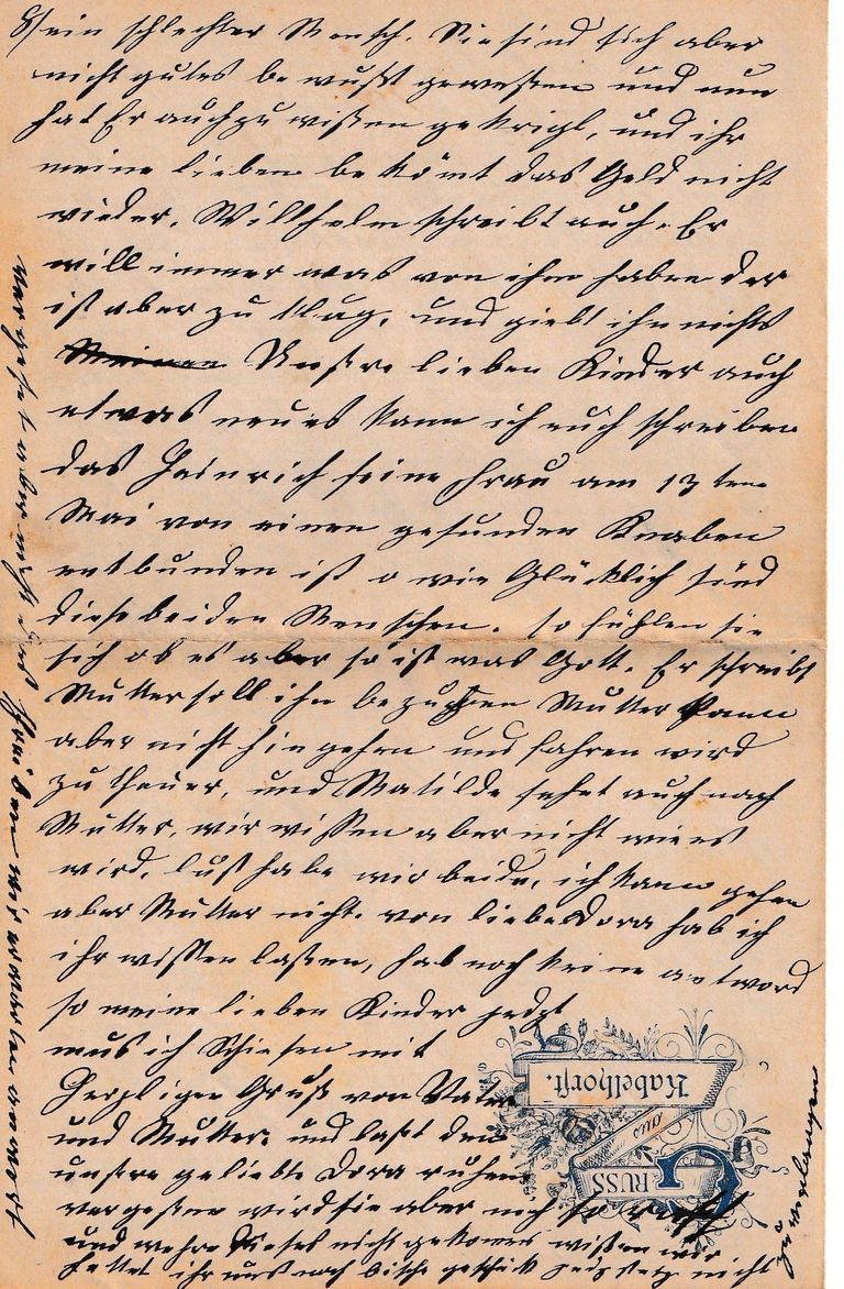 Family Letter from Kabelhorst in the Russian Empire