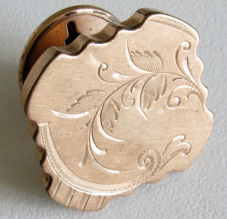 Victorian Gold-Filled Engraved Dress Clip or Collar Button (DEC PAT 1883)