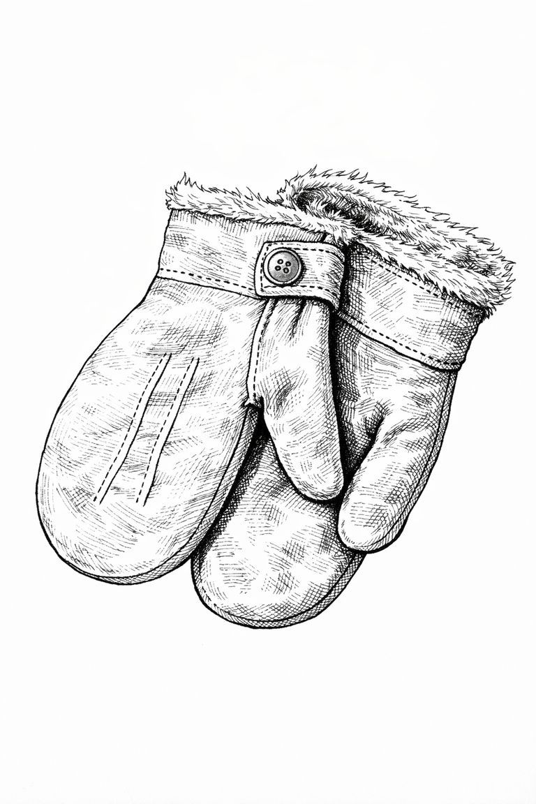 Victorian Child’s Fur-Lined Winter Mittens with Button Closure - Image 3
