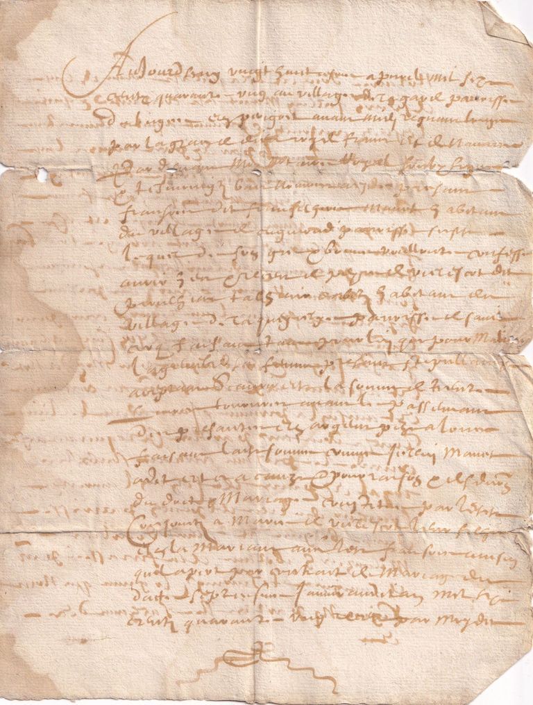 Early French Administrative Manuscript Letter (Fragmentary)