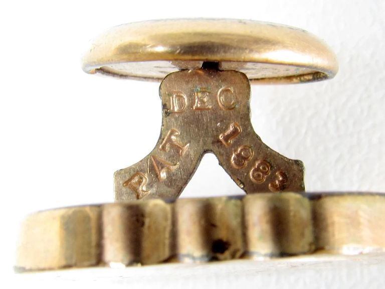 Victorian Gold-Filled Engraved Dress Clip or Collar Button (DEC PAT 1883) - Image 2