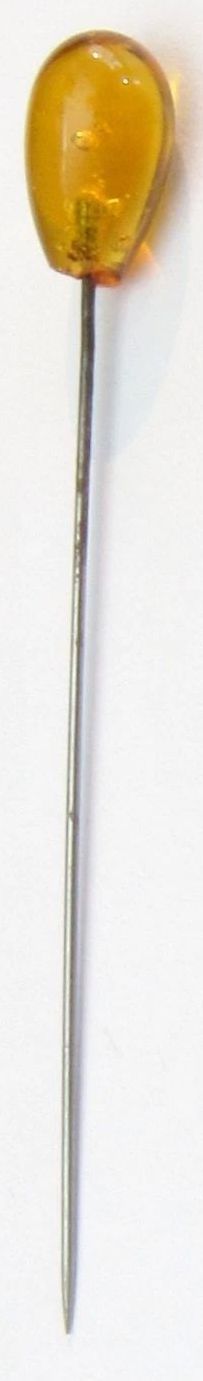 Amber Glass Teardrop Hat Pin