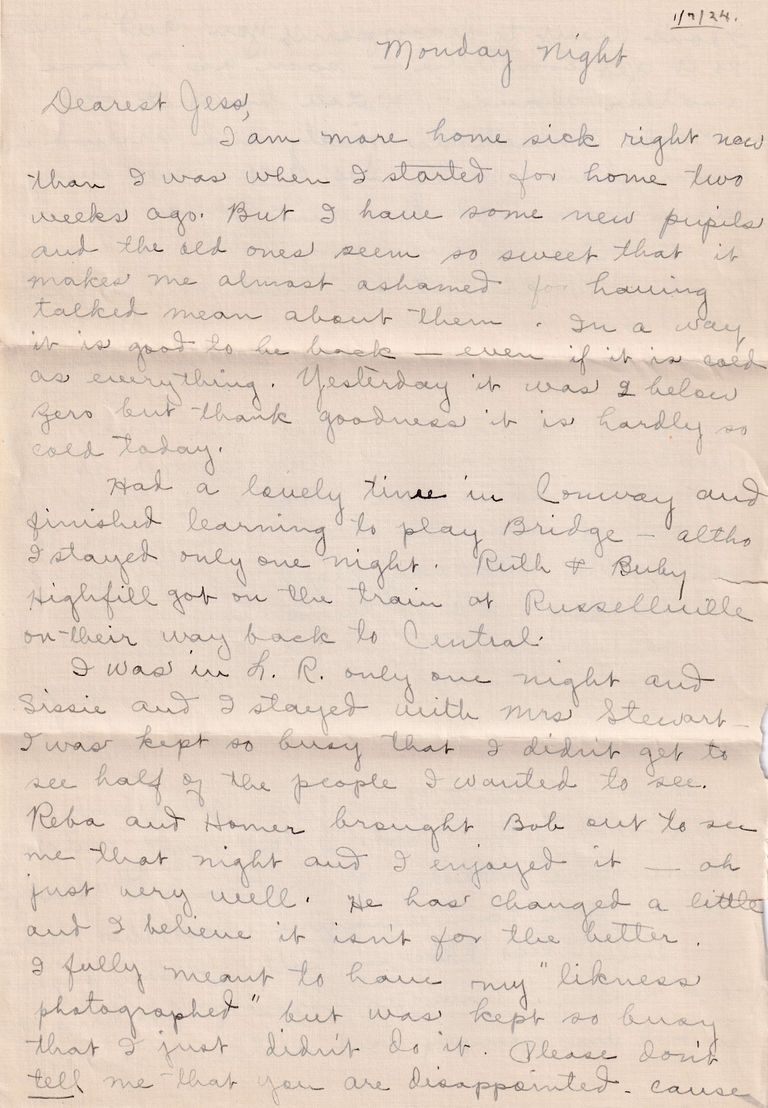 19 - 1.7.24 Letter from “Dooley” to Jesse Redyard – January 7, 1924 - Image 2