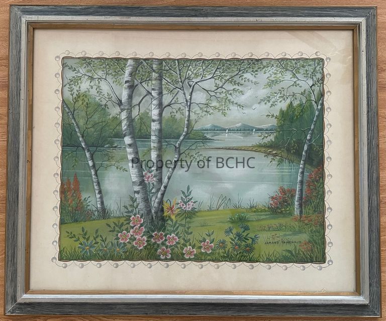 Pastel and pencil image copied from a china pattern of Japanese scene.