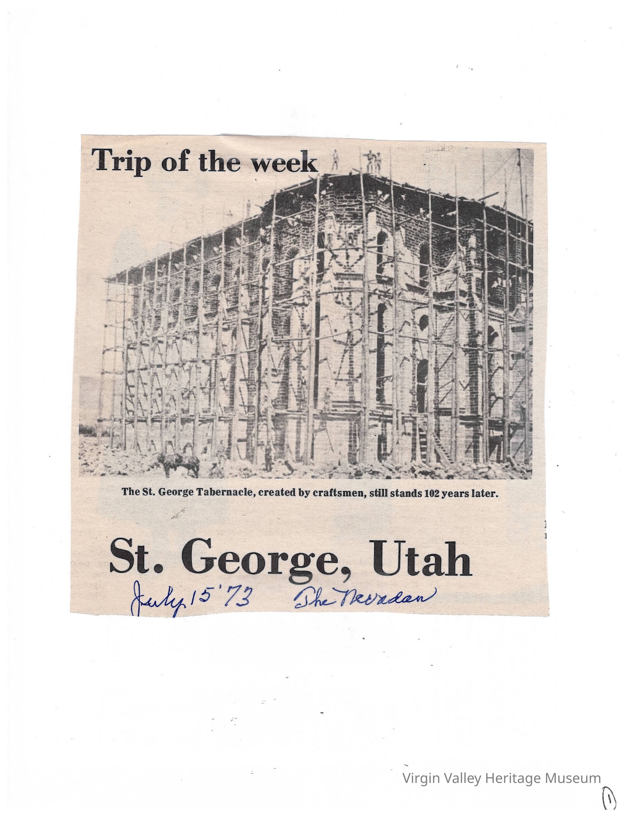 Newspaper clippings of the history of St George
