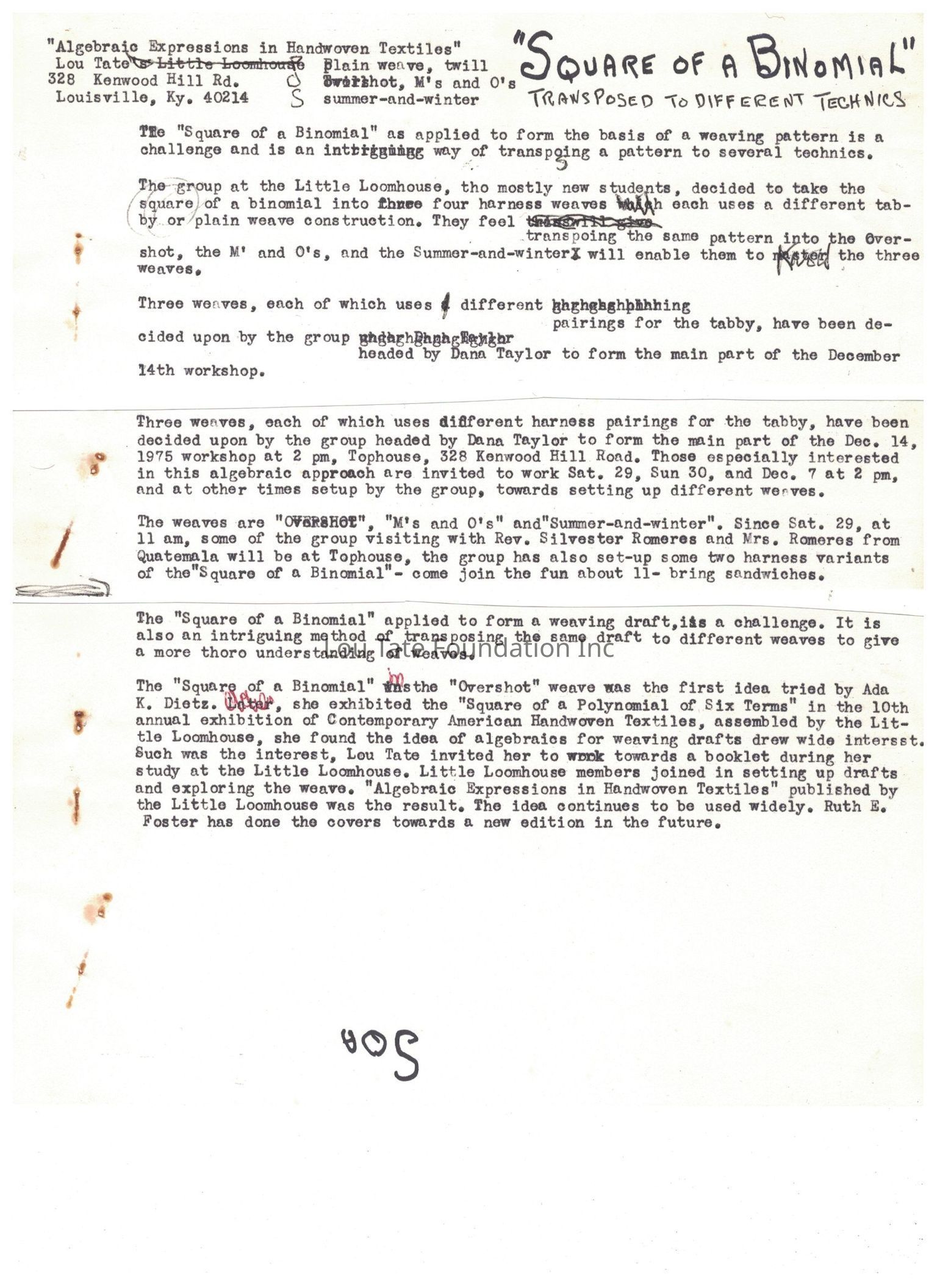 Ada Dietz & Algebraic Expressions Collection 1948 - 2022
