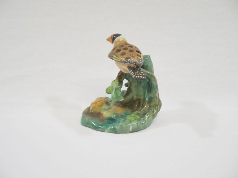 Porcelain Goldfinch on Tree Stump Toothpick Holder - Image 4