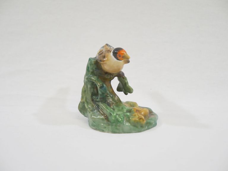 Porcelain Goldfinch on Tree Stump Toothpick Holder - Image 5
