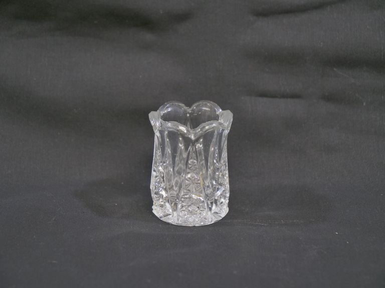 Clear, Cut Glass Toothpick Holder - Image 5