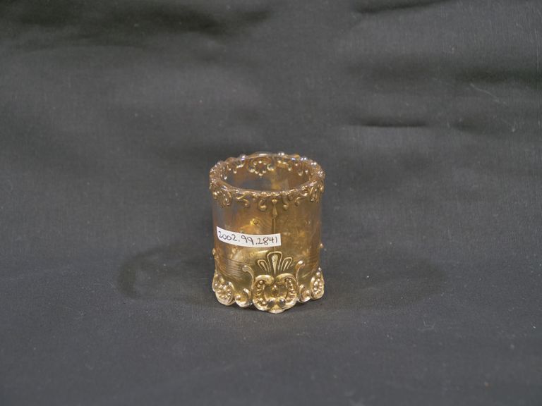 Gold Flash Pressed Glass Toothpick Holder - Image 2