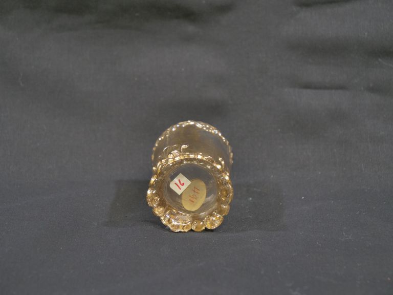 Gold Flash Pressed Glass Toothpick Holder - Image 3
