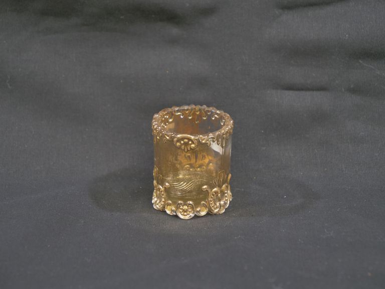 Gold Flash Pressed Glass Toothpick Holder - Image 4
