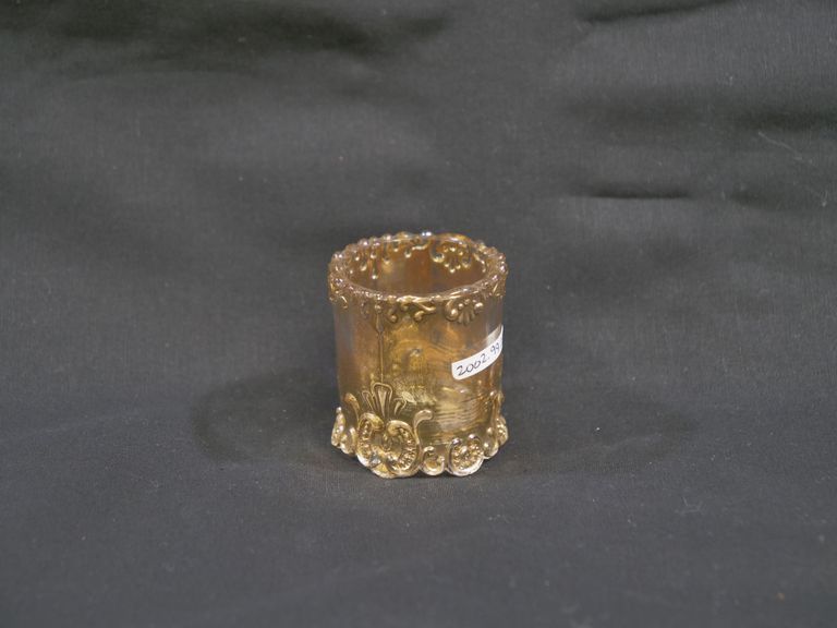 Gold Flash Pressed Glass Toothpick Holder - Image 5