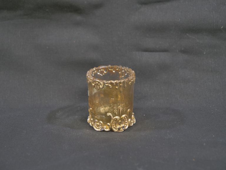 Gold Flash Pressed Glass Toothpick Holder