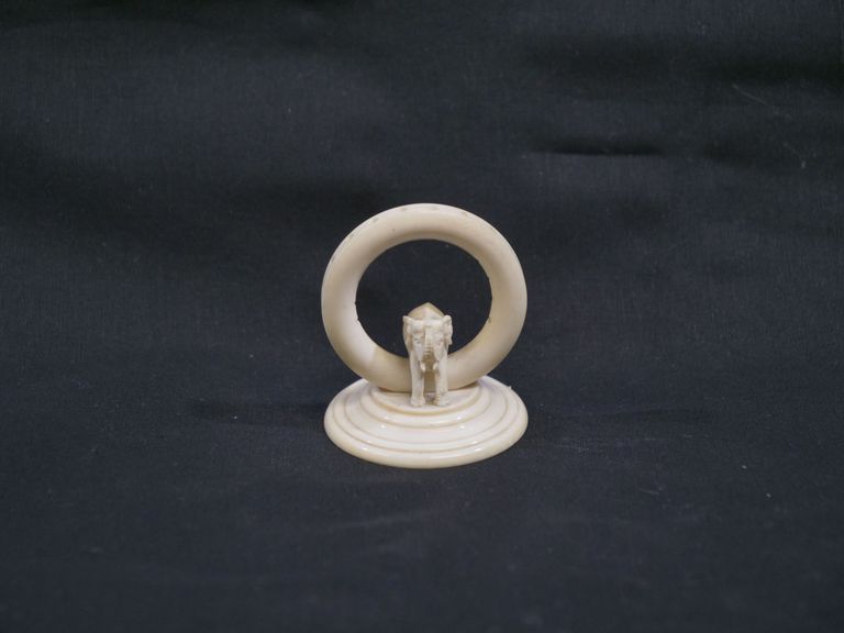 Ivory Elephant Beneath Ring Toothpick Holder