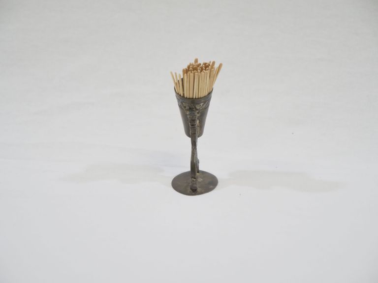 Man Carrying Basket on Back Metal Toothpick Holder - Image 4
