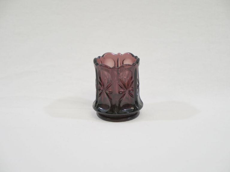 Purple glass toothpick holder