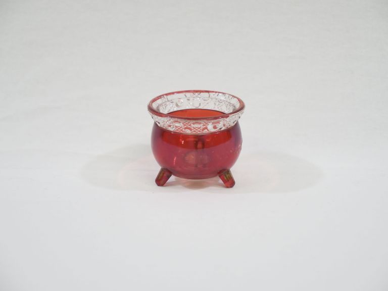 Glass Witch's Cauldron with Ruby Stain Toothpick Holder.