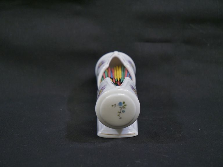 Porcelain Sanitary Toothpick Holder with Purple Flowers. - Image 4