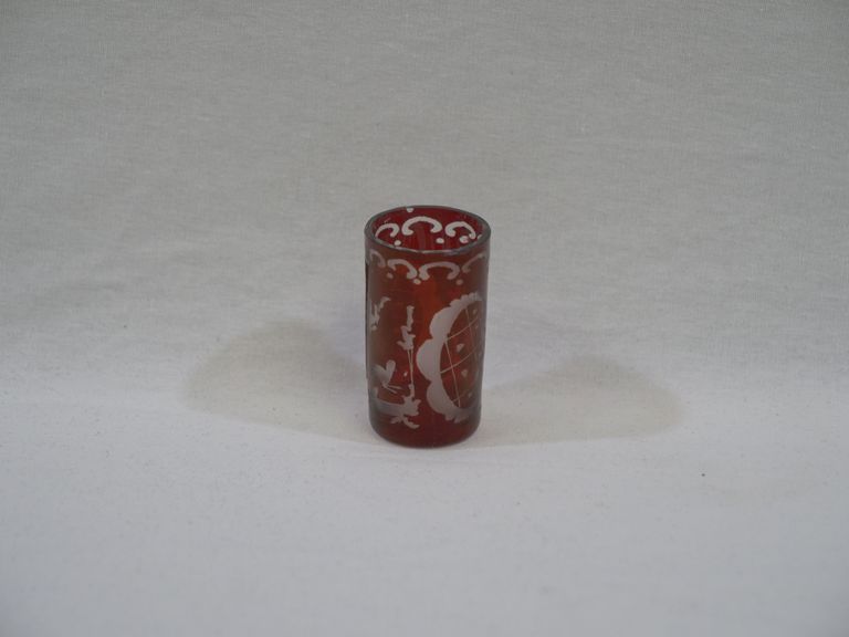 Red Glass Toothpick Holder