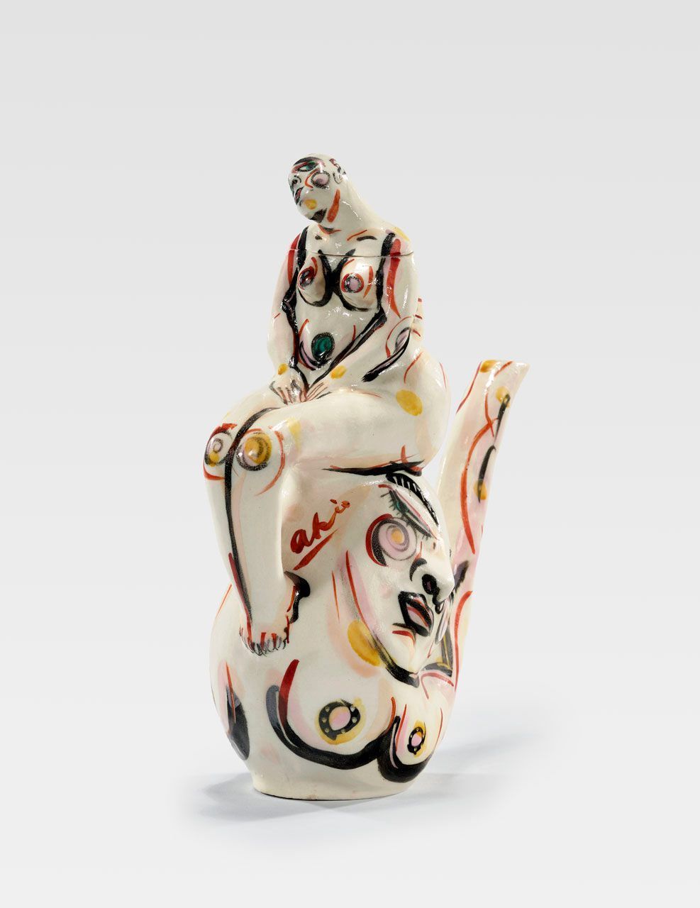 お取り置き中CASTANETS AKI HOJO エイのぬいぐるみ 昭和レトロ Crocker Art Museum - Art - Teapot with Two Figures by Akio